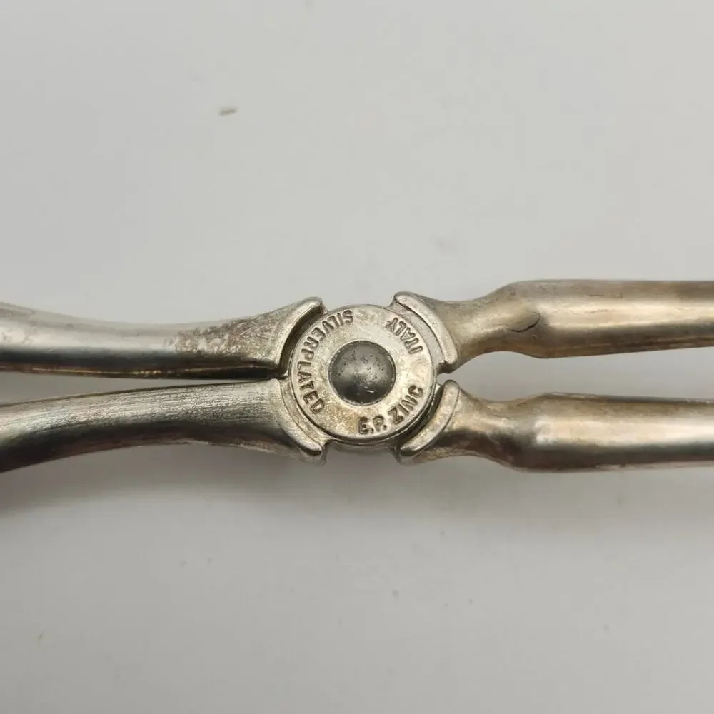 Vintage E.P ZINC Silver Plate Italy Scissor Salad Pastry Bread Serving Tongs 10”